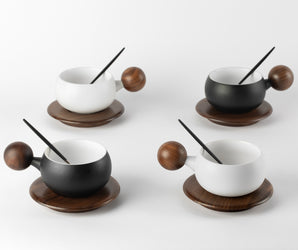 O2H TEA cup duo set elegantly displayed, designed for the perfect steeping of both loose leaf and tea bags, combining functionality with modern aesthetics.