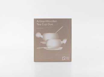 O2H TEA Artisan Wooden Tea Cup Duo package showcasing elegant design and craftsmanship